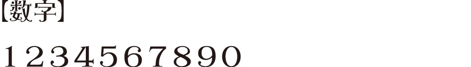 使用可能文字一覧：数字